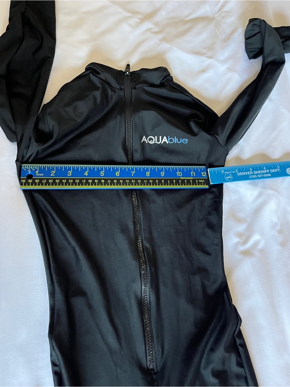 AquaBlue Wetsuit Black Full Body UV Shield Zip Up Swimsuit Surf Dive Size S - Picture 5 of 16